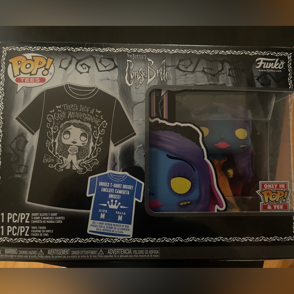 Funko Pop! Corpse Bride Black Light vinyl figure and Shirt (M)